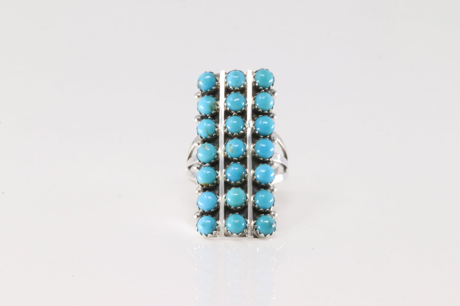 Native America Navajo Sterling Silver Turquoise Ring By Kenny Lonjose.