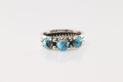 Native America Navajo Sterling Silver Turquoise Ring By R.King.