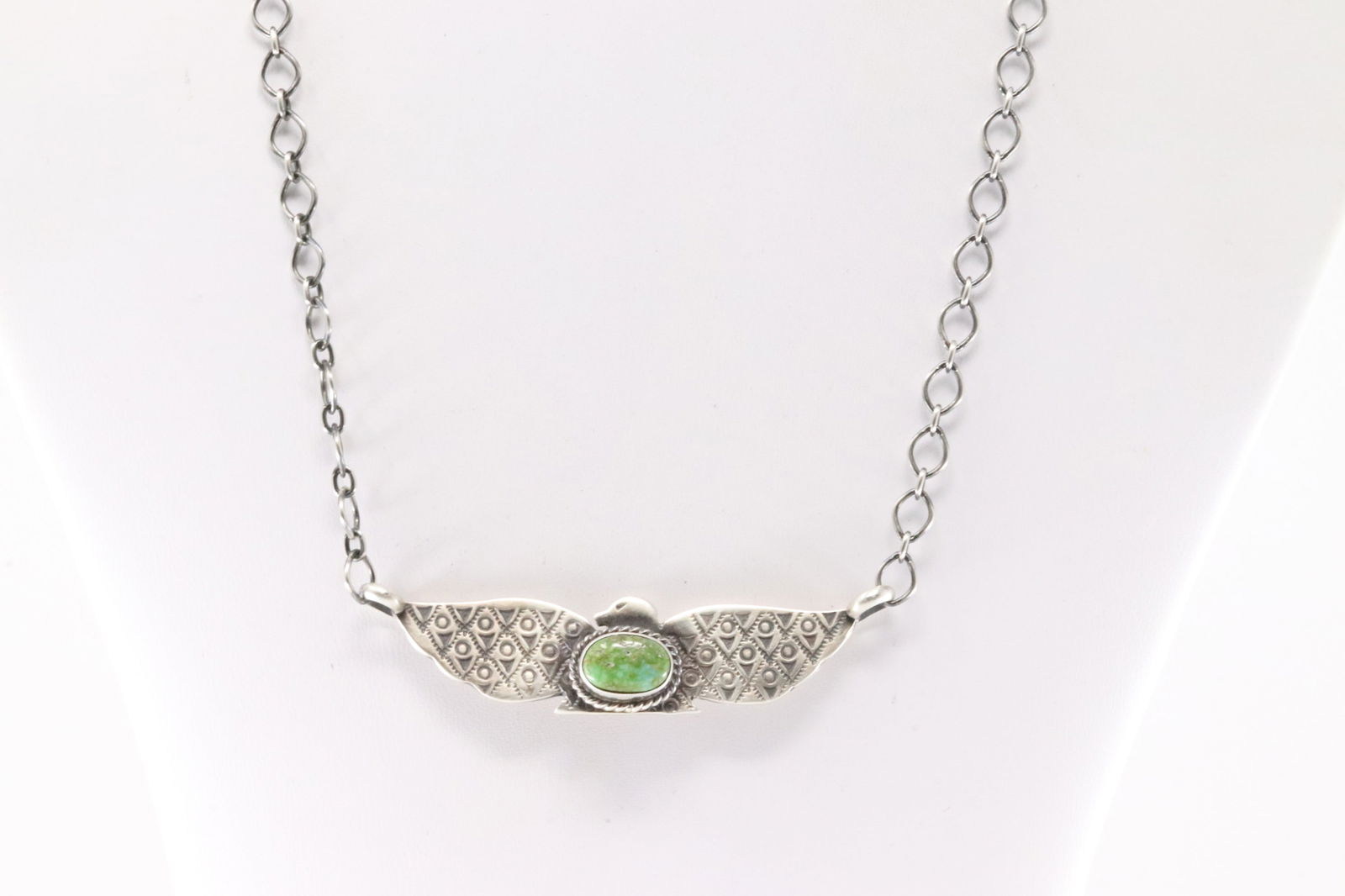 Native America Navajo Sterling Silver Sonora Gold Turquoise Eagle Necklace By Mary Ann Spencer. (1 of 4)