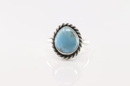 Native America Navajo Sterling Silver Golden Hill Turquoise Ring By Dixon.