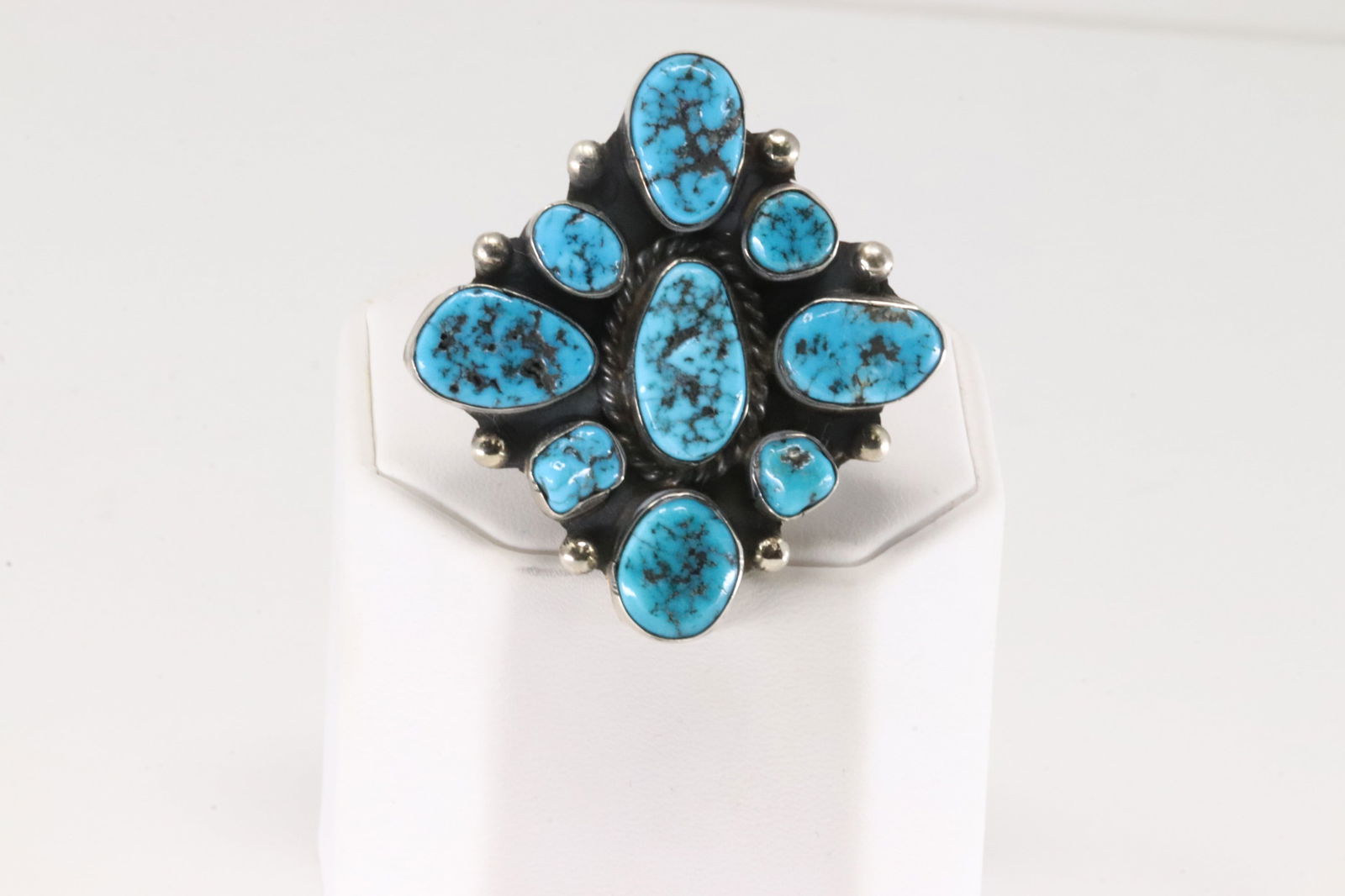 Native America Navajo Sterling Silver Kingman Turquoise Ring By W.D. (1 of 4)