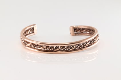 Native America Navajo Copper Bracelet Cuff By Elaine Tahe.