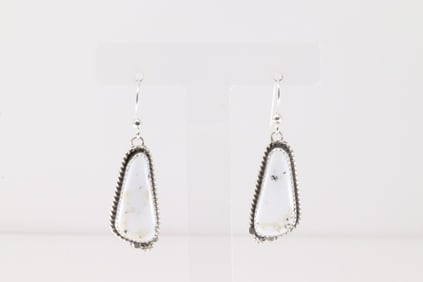 Native America Navajo Sterling Silver White Buffalo Dangling Earring's By Virginia Becenti.