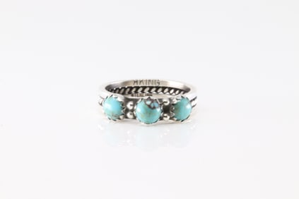 Native America Navajo Sterling Silver Turquoise Ring By R.King.