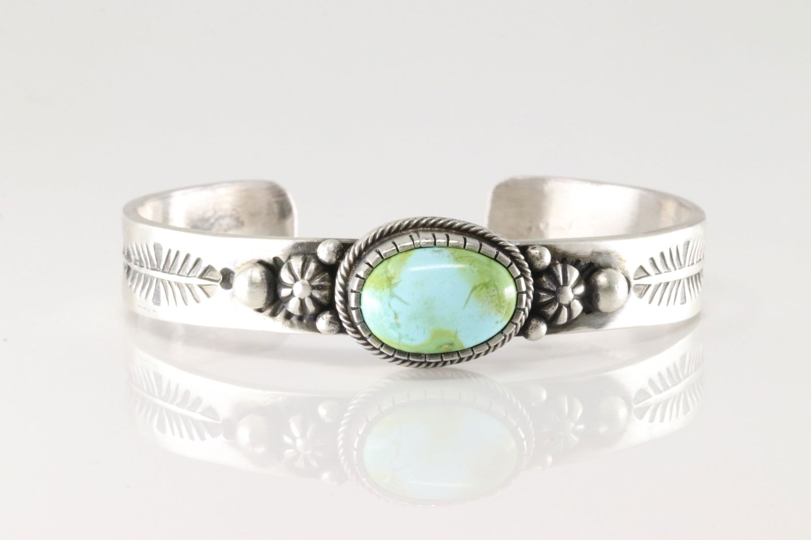 Native America Navajo Sterling Silver Sonora Gold Turquoise Bracelet By Jackson Hoskie. (1 of 4)