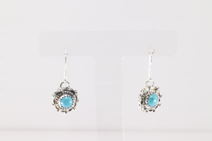 Native America Navajo Sterling Silver Turquoise Dangling Earring's By Robert Martinez.