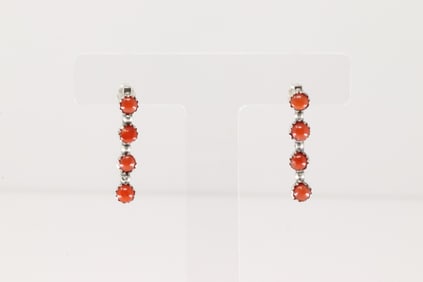 Native America Navajo Sterling Silver Coral Post Earring's By Franlkin Johnson.