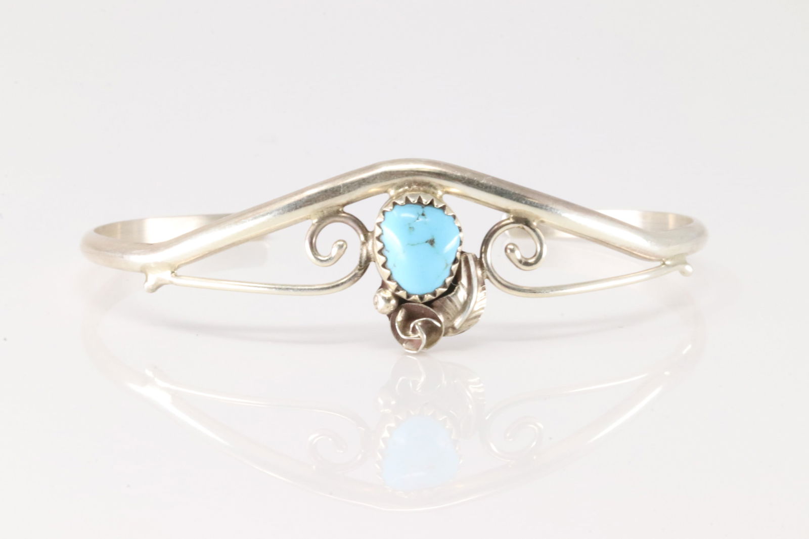 Native America Navajo Sterling Silver Turquoise Bracelet Cuff By C. (1 of 4)