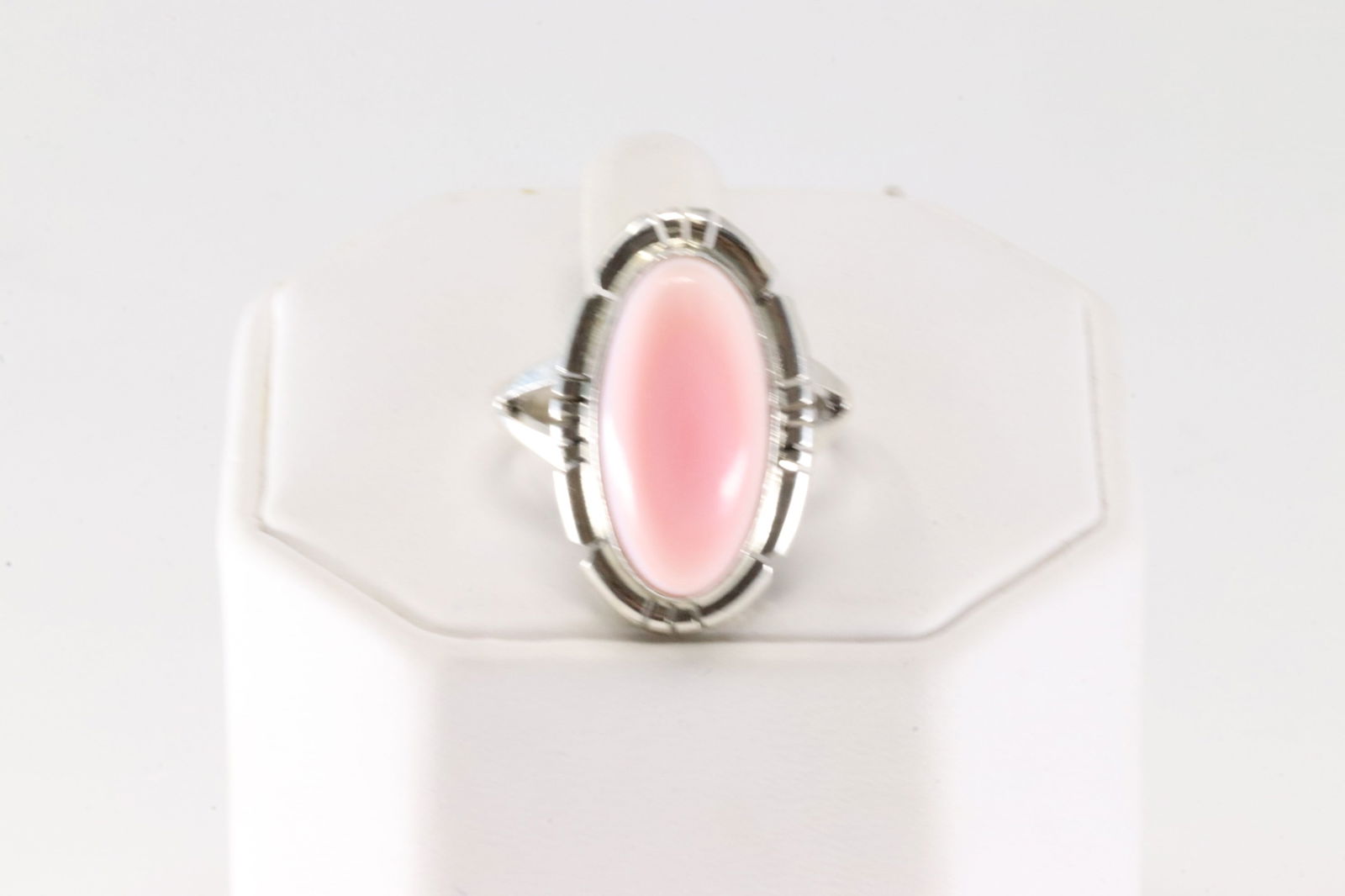 Native America Navajo Sterling Silver Pink Conch Shell Ring By S.E. (1 of 4)