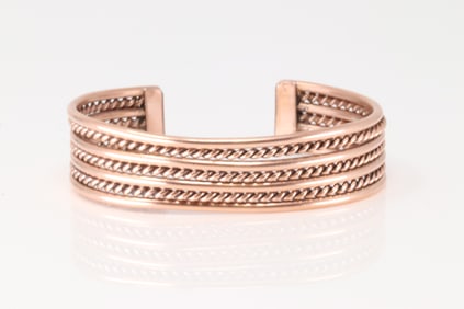 Native America Navajo Copper Bracelet Cuff By Elaine Tahe.