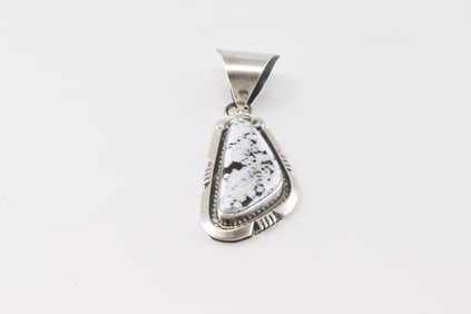 Native America Navajo Sterling Silver White Buffalo Pendant By Alfred Martinez.