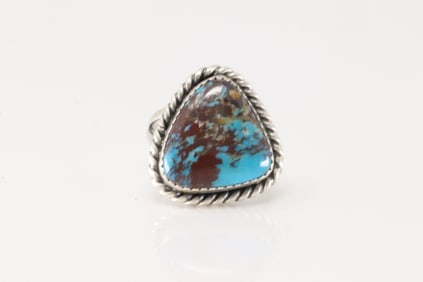Native America Navajo Sterling Silver Turquoise Ring By B.
