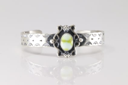 Native America Navajo Sterling Silver Palomino Turquoise Bracelet Cuff By R.M.