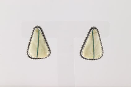 Native America Navajo Sterling Silver Boulder Turquoise Post Earring's By Virginia Becenti.