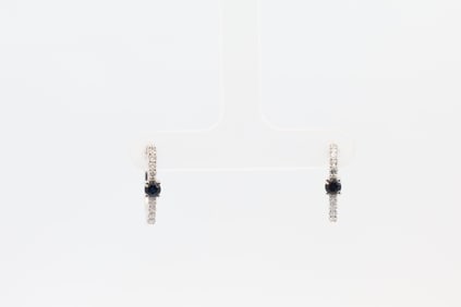 Sapphire & Diamond Hoop Earring 14Kt.
