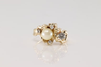 Pearl & Diamond Ring 14Kt.