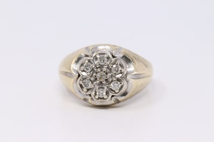 Vintage Mens Diamond Cluster Ring