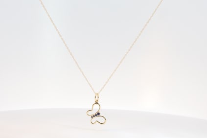 Sapphire Butterfly Pendant / Necklace 10Kt.