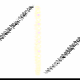 Ruby & Diamond Bracelet 14Kt.: 14Kt Yellow Gold Ruby & Diamond Bracelet. Bracelet has 6 Oval Ruby's with 6 Diamonds. Diamonds weight approx: Bracelet length: 7.50" Total weight: 10.00 Grams.
