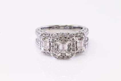 Emerald & Diamond Wedding Ring 14Kt.