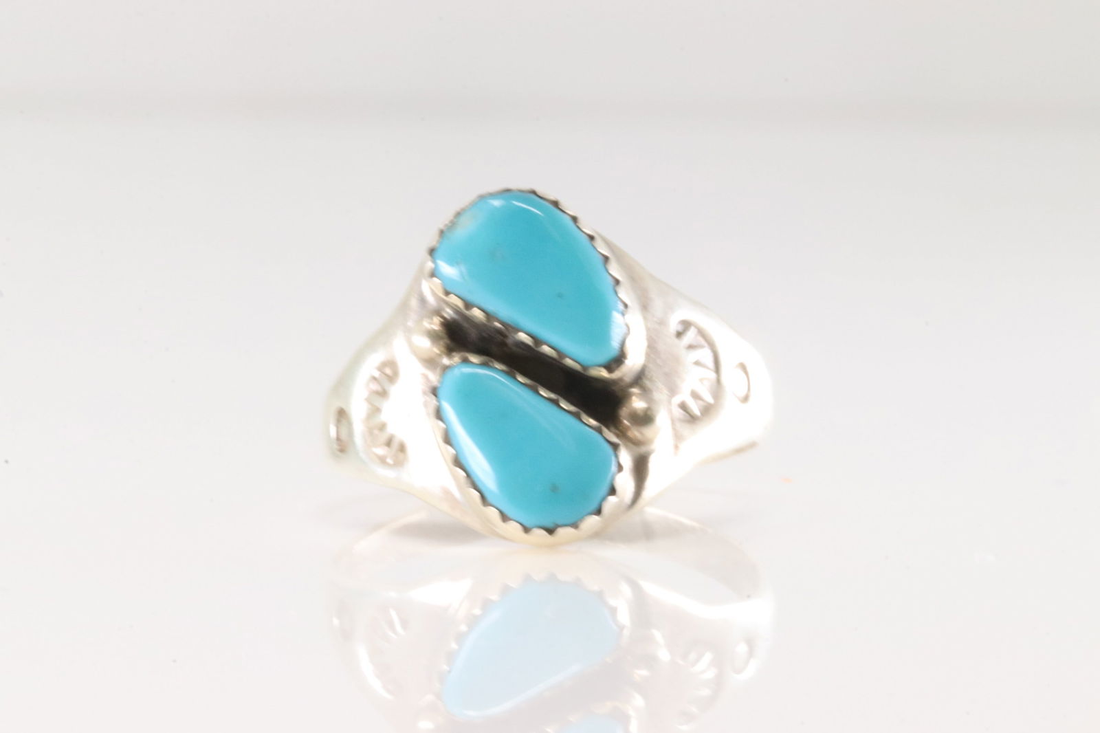 Native AmericaZuni Sterling Silver Turquoise Ring By M.L.