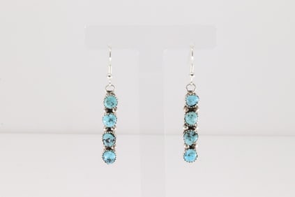 Native America Navajo Sterling Silver Kingman Turquoise Dangling Earring's.