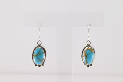 Native America Navajo Sterling Silver Turquoise Dangling Earring's By Sharon McCarthy.