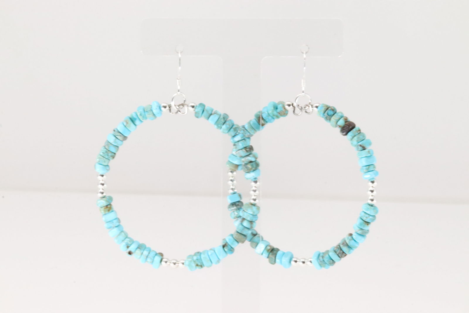Native American Navajo Sterling Silver Turquoise Hoop Dangling Earring's. (1 of 4)