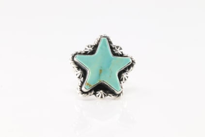 Native America Navajo Sterling Silver Turquoise Star Ring By D.