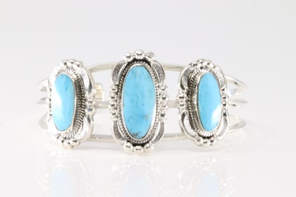 Native America Navajo Sterling Silver Turquoise Bracelet Cuff y Irvin Tsosie.