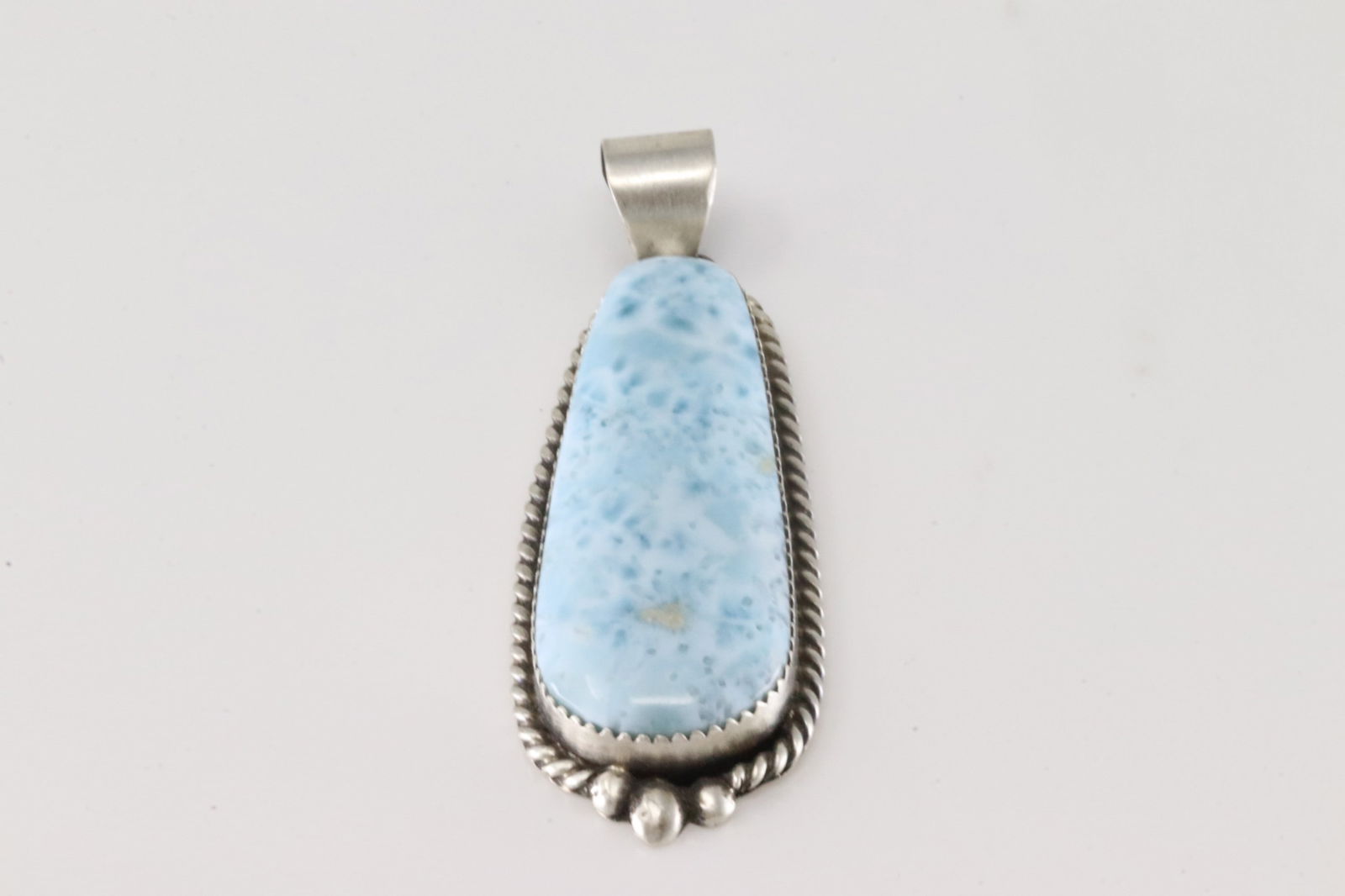 Native America Navajo Sterling Silver Larimar Stone Pendant By Freda Martinez. (1 of 3)