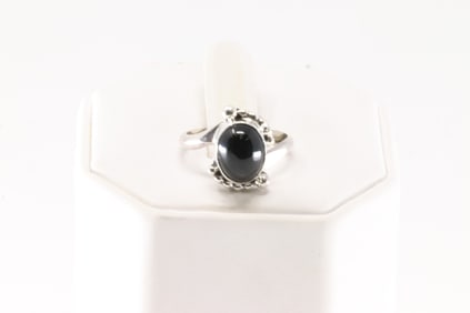 Native America Navajo Sterling Silver Black Onyx Ring By Robert Martinez.