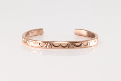 Native America Navajo Copper Bracelet Cuff By Elaine Tahe.