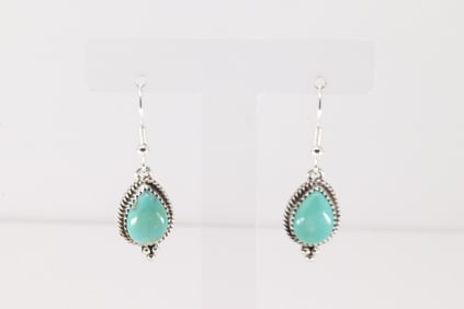 Native America Navajo Sterling Silver Kingman Turquoise Dangling Earring's By Theresa Smith.