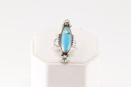 Native America Navajo Sterling Silver Turquoise Ring By Daniel Benally.