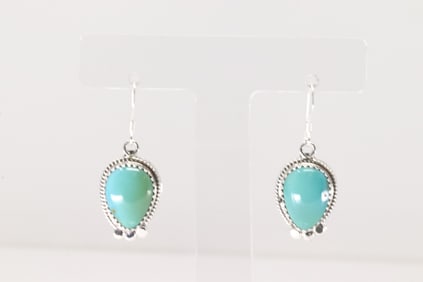 Native America Navajo Sterling Silver Turquoise Dangling Earring's By Sharon McCarthy.