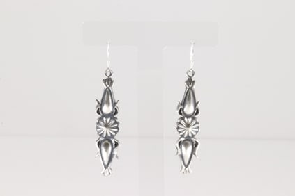 Native America Navajo Sterling Silver Stamped Dangling Earring's By Bobby Platero.