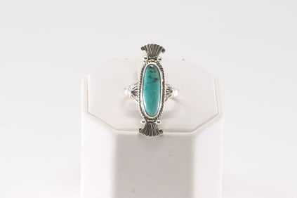 Native America Navajo Sterling Silver Turquoise Ring By Daniel Benally.