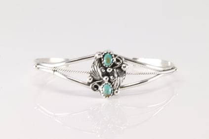 Native America Navajo Sterling Silver Turquoise Bracelet Cuff By Harris Largo.