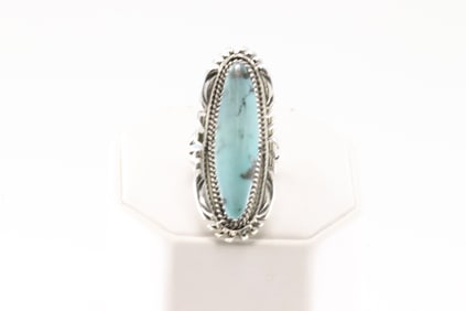 Native American Navajo Sterling Silver Turquoise Ring By Jimmy Garcia.