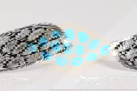Native America Navajo Sterling Silver Kingman Turquoise Bracelet Cuff By Anita Whitegoat.: This is a Native America Navajo Sterling Silver Kingman Turquoise Bracelet Cuff By Anita Whitegoat.