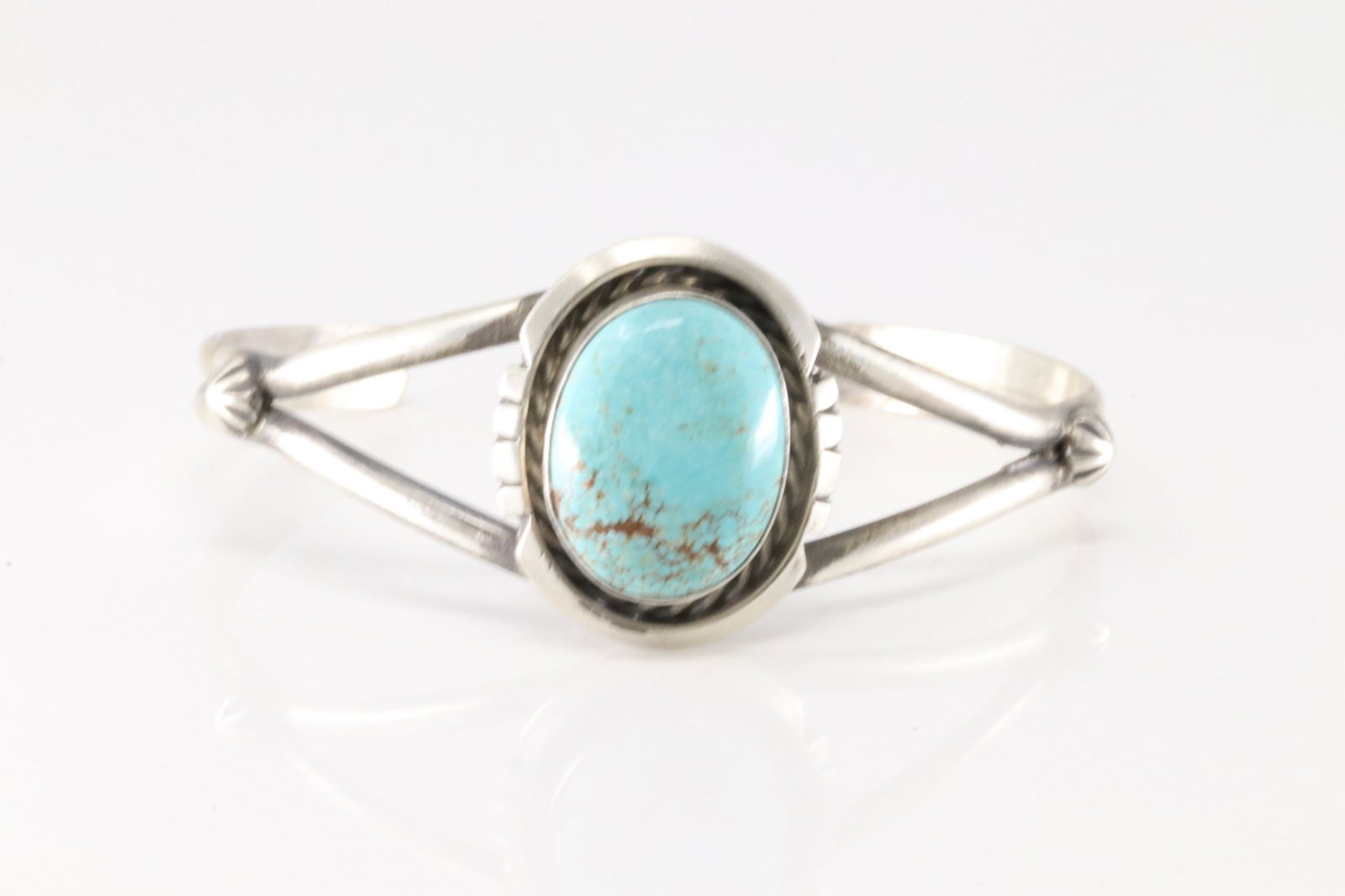 Native American Navajo Sterling Silver Number 8 Turquoise Bracelet Cuff By Augustine Largo. (1 of 4)