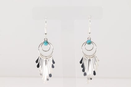 Native America Navajo Sterling Silver Turquoise Dangling Earring's By Paulina Amrstro.