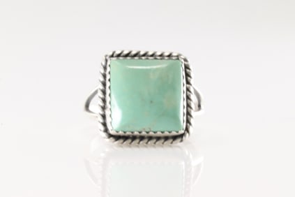 Native America Navajo Sterling Silver Turquoise Ring By F.