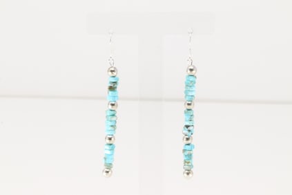 Native America Navajo Sterling Silver Turquoise / Beaded Dangling Earring's.