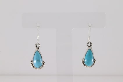 Native America Navajo Sterling Silver Turquoise Dangling Earring's By Annie Spencer.