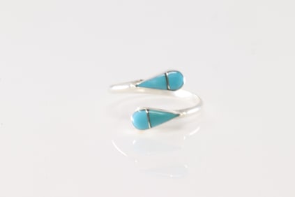 Native America Zuni Sterling Silver Turquoise Ring By R.V.N.