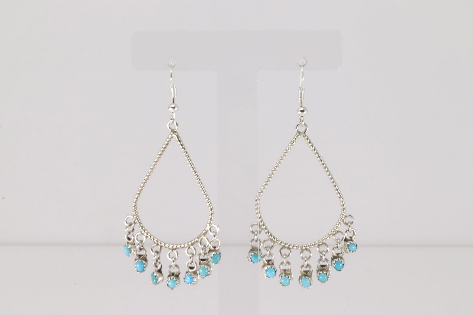 Native America Navajo Sterling Silver Turquoise Dangling Earring's By Sylvia Chee. (1 of 4)