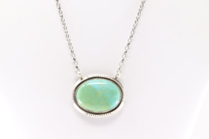 Native America Navajo Sterling Silver Number 8 Turquoise Necklace By A.M.