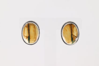 Native America Navajo Sterling Silver Boulder Turquoise Post Earring's By Virginia Becenti.